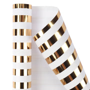 17" x 10' Wrapping Paper Bundle (3-pack) | White/Gold