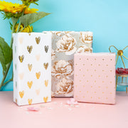 17" x 10' Wrapping Paper Bundle (3-pack) | Pink/Silver Floral/Hearts/Dots