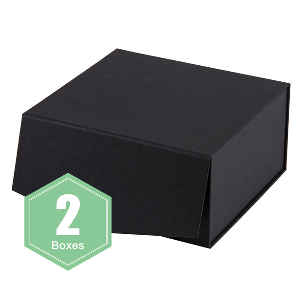 8" x 8" x 4" Collapsible Black Magnetic Closure Gift Box - 2 Pack