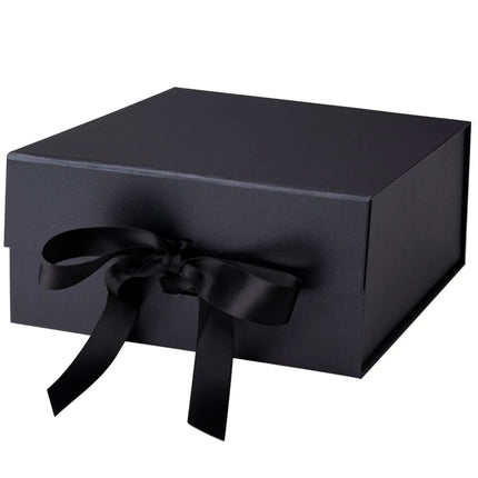 8" x 8" x 4" Collapsible Gift Box w/ Satin Ribbon & Magnetic Square Flap Lid - 2 Pcs LaRibbons and Crafts