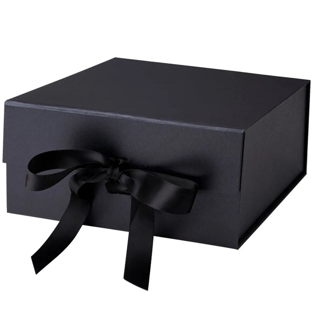 8" x 8" x 4" Collapsible Gift Box w/ Satin Ribbon & Magnetic Square Flap Lid - 2 Pcs LaRibbons and Crafts