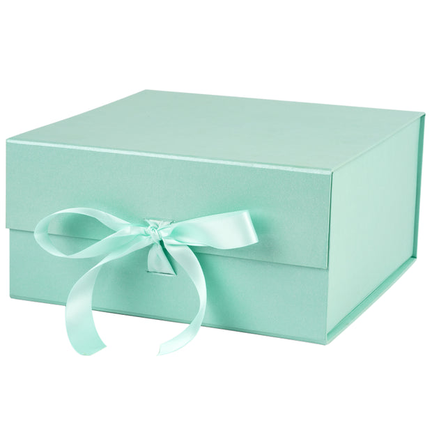 8" x 8" x 4" Collapsible Magnetic Gift Box with a Satin Ribbon- 8 Stock Colors