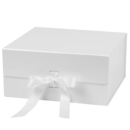 8" x 8" x 4" Collapsible Gift Box w/ Satin Ribbon & Magnetic Square Flap Lid - 2 Pcs LaRibbons and Crafts
