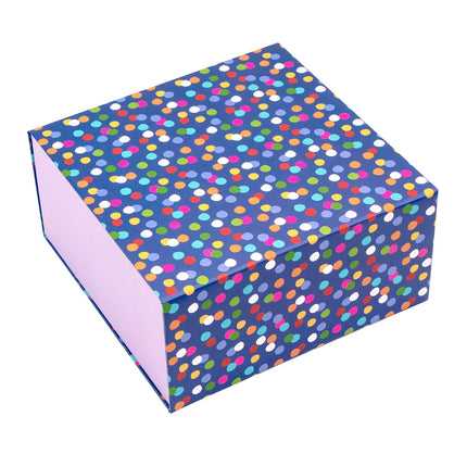 8" x 8" x 4" Colorful Polka Dots Collapsible Magnetic Gift Box - 2 Pcs Tissue Paper LaRibbons and Crafts