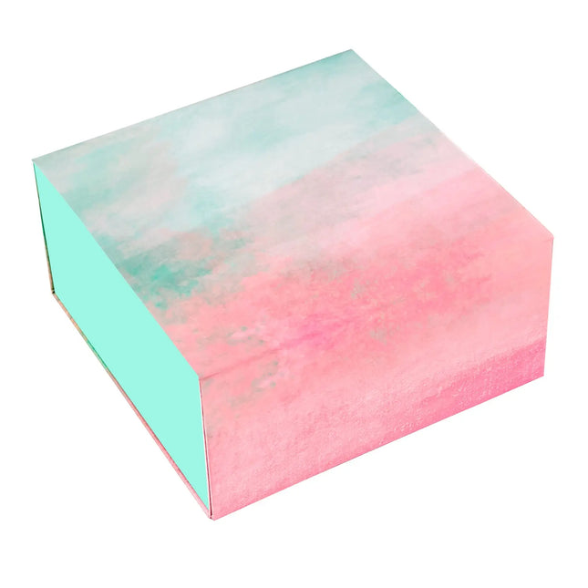 8" x 8" x 4" Gradient Color Collapsible Magnetic Gift Box - 2 Pcs Tissue Paper LaRibbons and Crafts