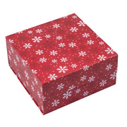 8" x 8" x 4" Red and White Snowflake Holiday Gift Box with Lid and 2 Pcs Tissue Paper