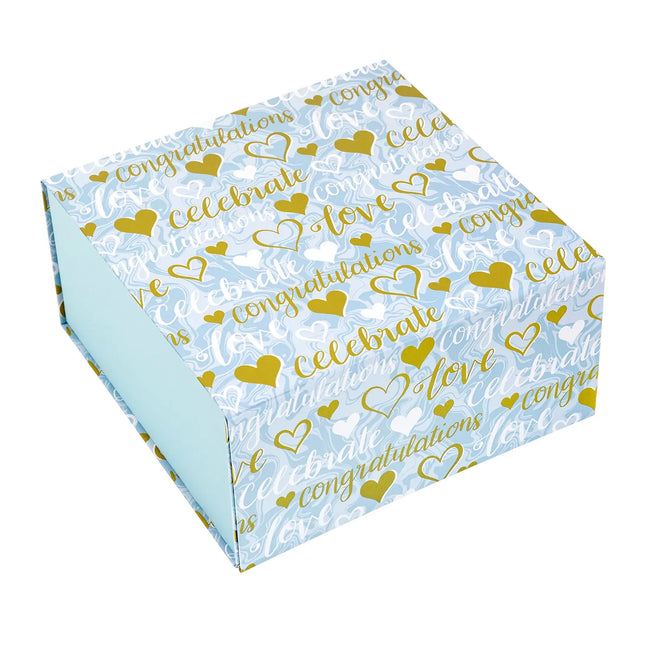 8" x 8" x 4" Loving Hearts with Love Lettering Collapsible Magnetic Gift Box - 2 Pcs Tissue Paper LaRibbons and Crafts