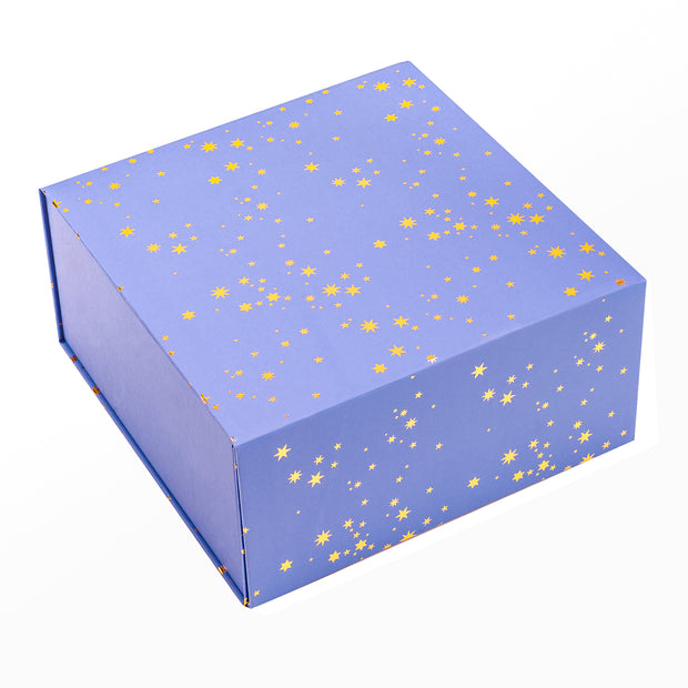 8" x 8" x 4" Gold Foil Stars Collapsible Magnetic Gift Box - 2 Pcs Tissue Paper
