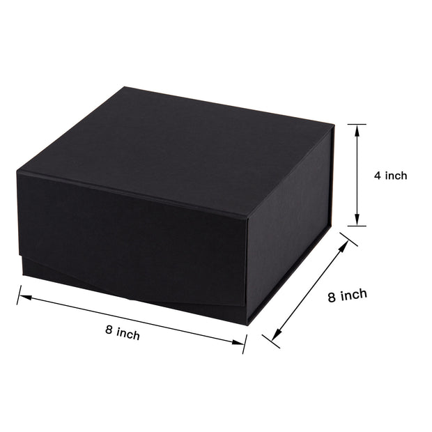 8" x 8" x 4" Collapsible Black Magnetic Closure Gift Box - 2 Pack