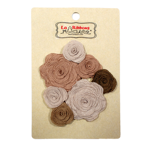 Brown Fabric Flower Applique Pack