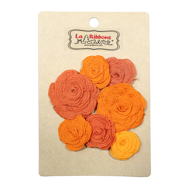 Orange Fabric Flower Applique Pack