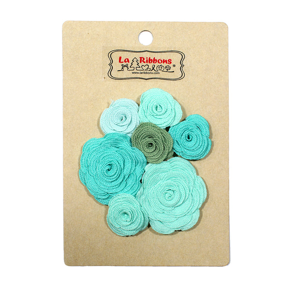 Teal Fabric Flower Applique Pack