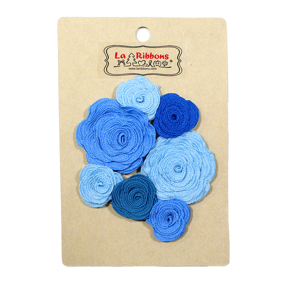 Blue Fabric Flower Applique Pack