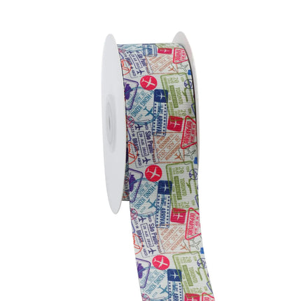 1 1/2" AIRMAIL STAMPS GROSGRAIN RIBBON LaRibbons and Crafts