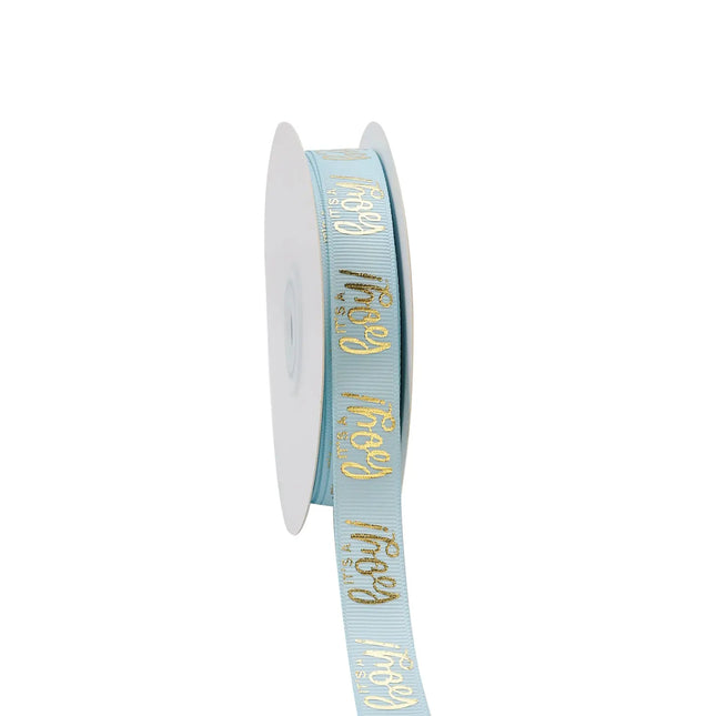 5/8" IT'S A BOY GROSGRAIN RIBBON BLUE/GOLD LaRibbons and Crafts