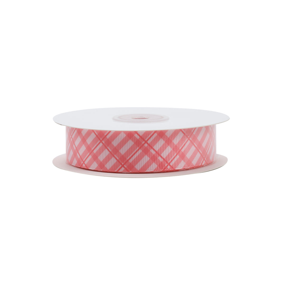 PINK PLAID GROSGRAIN RIBBON