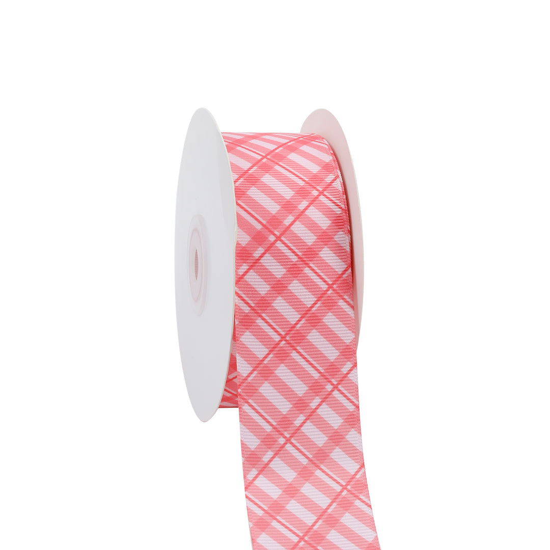 PINK PLAID GROSGRAIN RIBBON