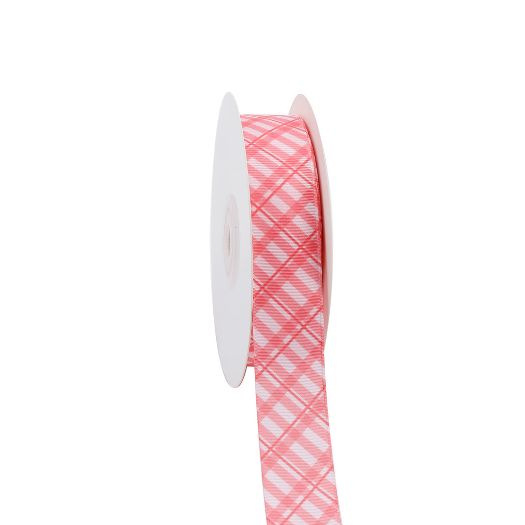 PINK PLAID GROSGRAIN RIBBON