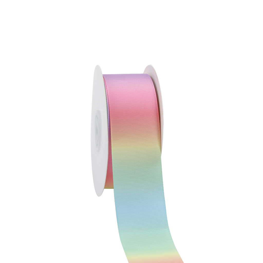 50 Yards Pastel Rainbow Satin/Grosgrain Ribbon 9/13/16/19/22/25/28/32/38/50  mm