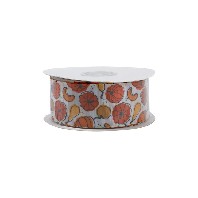 1 1/2" PUMPKIN FRENZY GROSGRAIN RIBBON IVORY MULTI LaRibbons and Crafts
