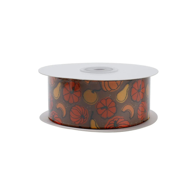 1 1/2" PUMPKIN FRENZY GROSGRAIN RIBBON BROWN MULTI LaRibbons and Crafts