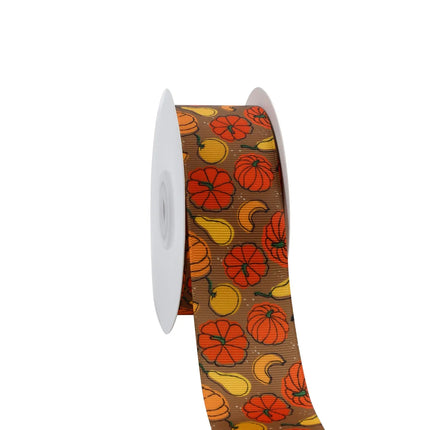 1 1/2" PUMPKIN FRENZY GROSGRAIN RIBBON BROWN MULTI LaRibbons and Crafts
