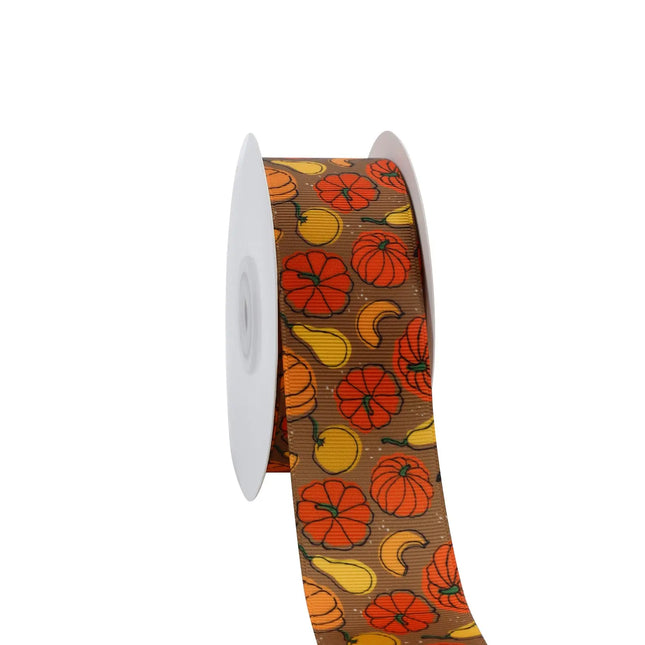 1 1/2" PUMPKIN FRENZY GROSGRAIN RIBBON BROWN MULTI LaRibbons and Crafts