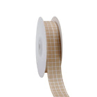 Neutral harvest check grosgrain ribbon (tan-and-white grid) — fits DIY decor projects.