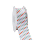 Merry Stripe Grosgrain Ribbon, colorful diagonal stripes on white, perfect for gift wrapping