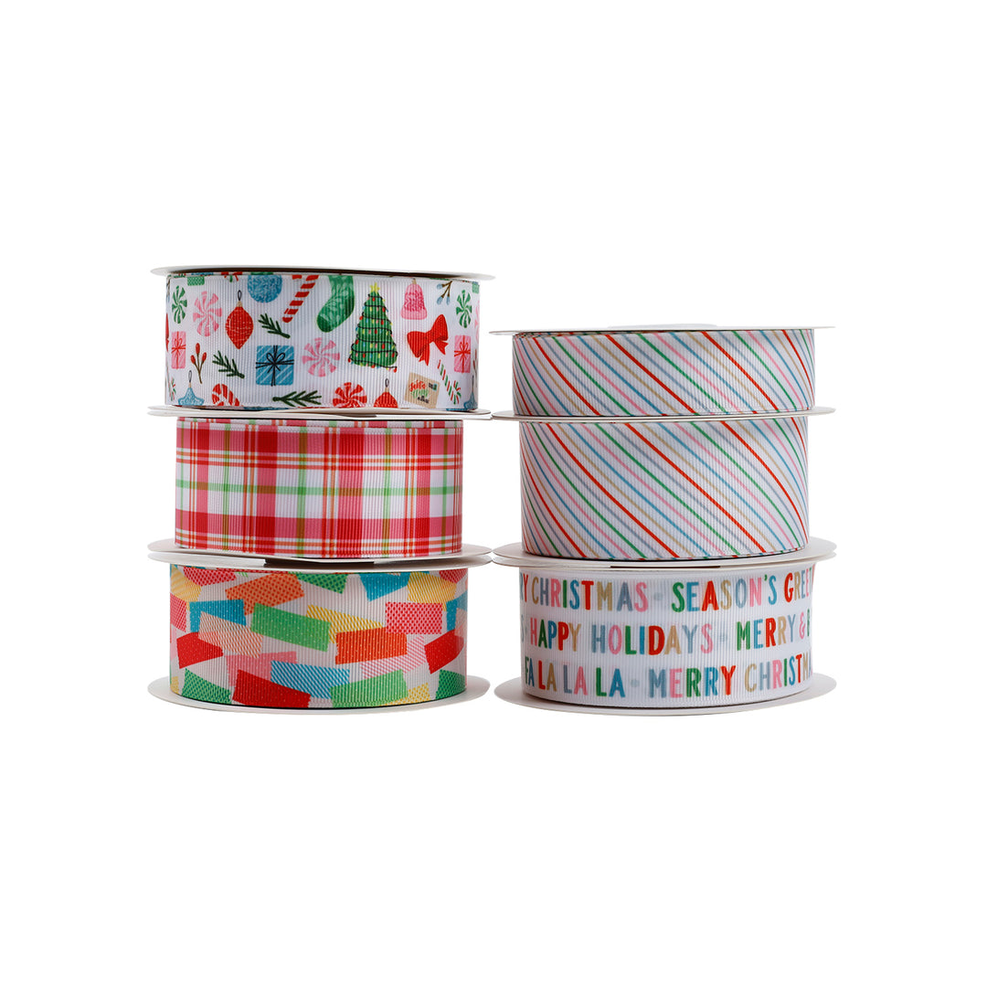 1 1/2" MERRY & BRIGHT GROSGRAIN RIBBON