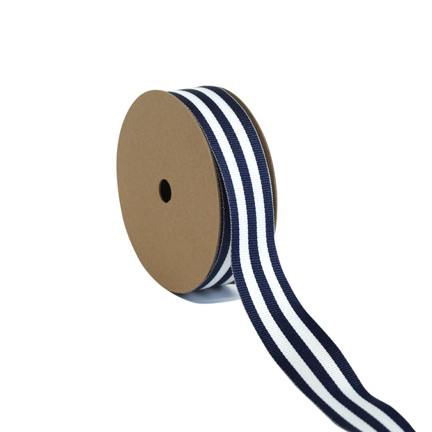 Mono Stripe Grosgrain Ribbon - Navy/White