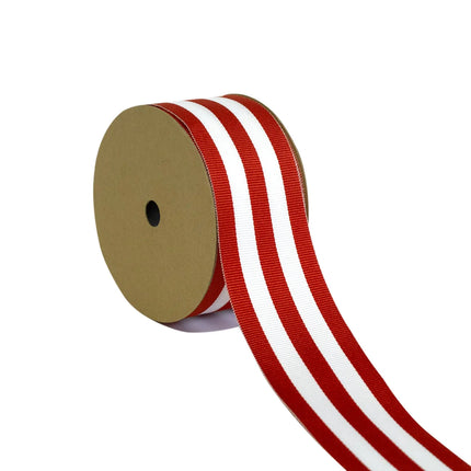 Red Ribbon Mono Mono Stripe Grosgrain Ribbon - Red/White - LaRibbons and Crafts