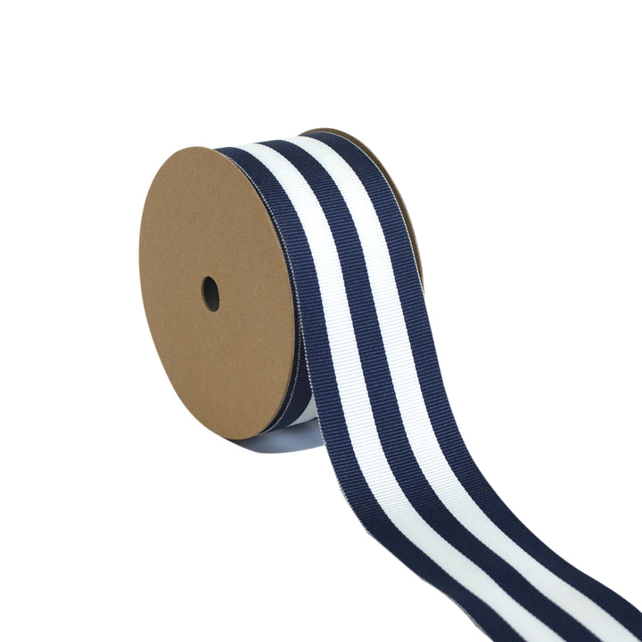 Mono Stripe Grosgrain Ribbon - Navy/White