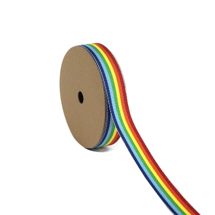 Rainbow Stripe Grosgrain Ribbon - Rainbow Multi LaRibbons and Crafts