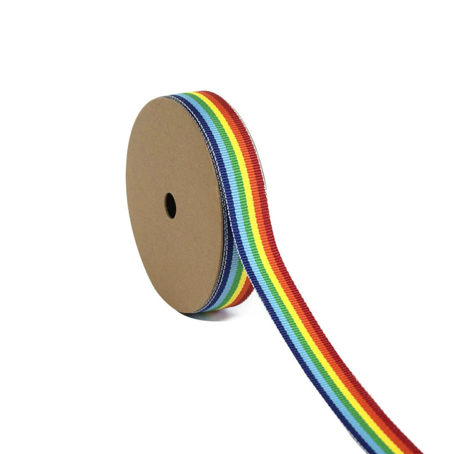 Rainbow Stripe Grosgrain Ribbon - Rainbow Multi LaRibbons and Crafts