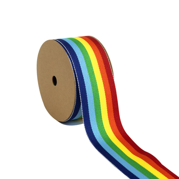 Rainbow Stripe Grosgrain Ribbon - Rainbow Multi