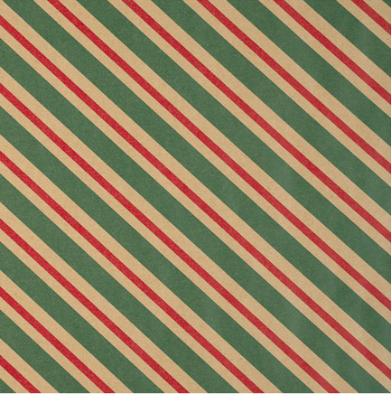 30" x 10' Kraft Wrapping Paper | Seasonal Diagonal Striped
