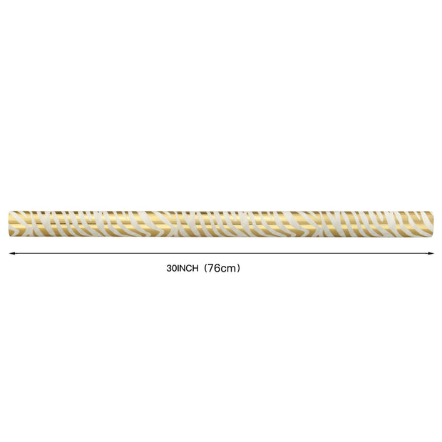 Metallic Zebra Gold Foil/White Wrapping Paper Roll - 30" X 16'/Roll