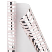 Metallic Zebra Silver Foil/Baby Pink Wrapping Paper Roll - 30" X 16'/Roll