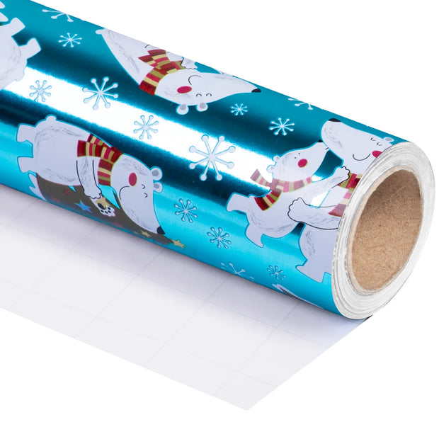 Christmas Wrapping Paper Roll - Cute Bear and Christmas Tree