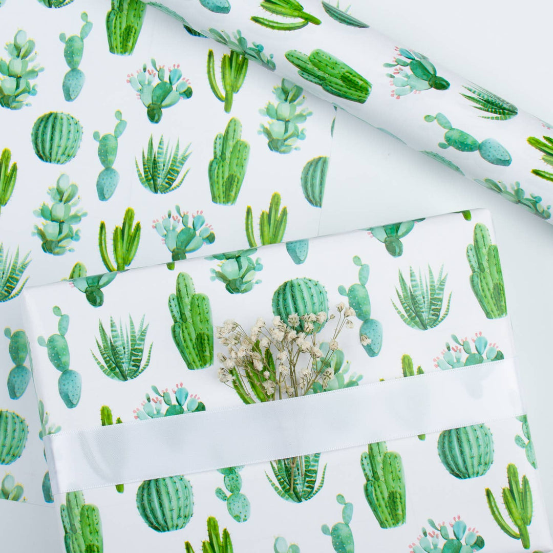 Watercolor Cactus Reversible Wrapping Paper - 30" X 98.5' Jumbo Roll