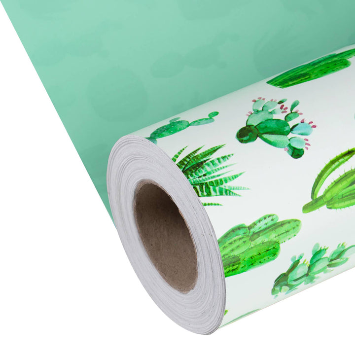 Watercolor Cactus Reversible Wrapping Paper - 30" X 98.5' Jumbo Roll